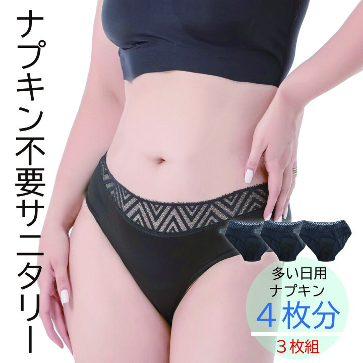 楽天市場 生理用ショーツ サニタリーショーツ 3枚セット レース付き 吸水ショーツ 黒 経血吸収 生理用パンツ 多い日用 昼用 夜用 スポーツ用 蒸れない サラサラ 吸水 小さいサイズ 大きいサイズ サニタリーパンツ ナプキン不要 Nちゃんねる