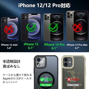 Hensinple iPhone 12/12 Pro �P�[�X �yMagSafe�Ή��E�K���X�t�B�����t���z iPhone12 �P�[�X ������ �}�b�g�� ���΂݂Ȃ� ��phone12 pro �P�[�X �ϏՌ� ����~�� �w��h�~ ���΂݂Ȃ� �A�C�t�H��12�P�[�X �}�O