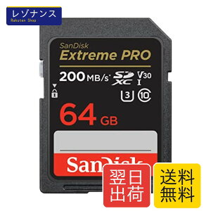 SanDisk 64GB Extreme PRO SDXC�J�[�h�ASD�J�[�h�AV30�������[�J�[�h�A4K UHD�A�ő�200MB/�b�ASanDisk QuickFlow�e�N�m���W�[�ARescuePro�f���b�N�X�f�[�^�����\�t�g�E�F�A�AUHS-I�A�N���X10�AU3�AV30�B