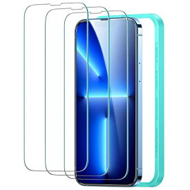 [マラソン期間中ポイント5倍]ESR iPhone 13 Pro Max フィルム 液晶保護 強化ガラス 簡単貼り付けガイド枠付属 丈夫 透明 指紋防止 6.7インチ 3枚入り