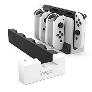 PG-9186 Joy-Con�n���h�� �[�d�z���_�[ 4�䓯���[�d Joy-Con �[�d�� ���[��̌^ �}���[�d �[�d��Ԃ������w�������v���� Switch OLED�p/Switch�i�L�@EL���f���j�Ή� (White)