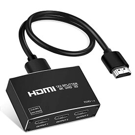 [マラソン期間中ポイント5倍]NEWCARE HDMIスプリッター 1入力3出力 同時出力 HDMI 分配器 4K HDCP 1.4 3D 対応 PC Xbox PS4 Fire TV Stick Apple TV用（高速HDMIケーブル付き）
