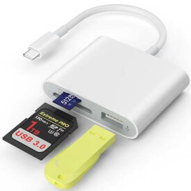 SZHAIYIJIN USB C SDカードリーダー USB 3.0 高速 SD/Micro SDカードアダプター メモリーカードリーダー SD MicroSD USB 3ポート付き iPhone 15 Pro Max iPad Pro MacBook Pro/Air iMac Androidスマートフォンタブレット用