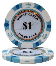 [マラソン期間中ポイント5倍]モンテカルロ 13.5g ポーカーチップ 25枚セット ホワイト $1