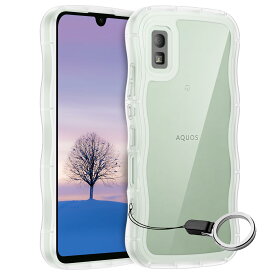 AQUOS wish wish2 ケース クリア ウェーブ SH-51C SHG06 A104SH SH-M20 TPU波状のバンパー 透明 スマホケース かわいい うねうね アクオス ウィッシュ2 ウェーブ デザイン 可愛い 韓国 女性用 薄型 人気 おしゃれ 耐衝撃 ストラップホール付き(クリア)