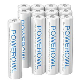 Powerowl単4形充電式ニッ ケル水素電池12個セット 大容量 自然放電抑制 環境保護 電池収納（1000mAh、約1200回循環使用可能）