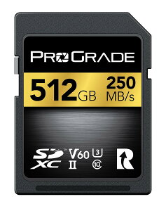 SDXC UHS-II V60 GOLD 512GB �������[�J�[�h �Ǎ�250MB/s ����130MB/s V60 U3 C10 �ϔM��-25���`85�� ��X�� 1�� ProGrade Digital