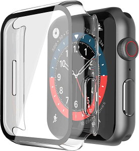 ULOE �Ή� Apple Watch Series 9 / Series 8 / Series 7 45mm �p �P�[�X, �Ή��A�b�v���E�H�b�` S9/S8/S7 45mm �ی�J�o�[ �K���X�t�B���� ��̌^ PC�f�ޑS�ʕی�i�N���A�j