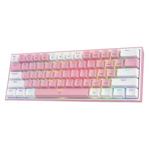 Redragon K617 Fizz 60%�L��RGB�Q�[�~���O�L�[�{�[�h 61�L�[�z�b�g�X���b�v�R���p�N�g���J�j�J���L�[�{�[�h �z���C�g&�s���N�J���[�L�[�L���b�v�t�� ���j�A���b�h�X�C�b�` �v���h���C�o�[/�\�t�g