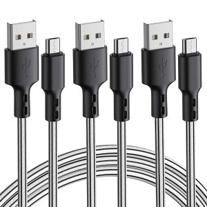 3�{�Z�b�g Micro USB �P�[�u�� 3m 2.4A �}���[�d �����f�[�^�]�� �f���h�~ Xperia GalaxyS7 PS4 Xbox�Ή� SCHITEC