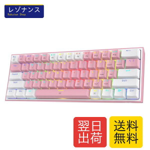 Redragon K617 Fizz 60%�L��RGB�Q�[�~���O�L�[�{�[�h 61�L�[�z�b�g�X���b�v�R���p�N�g���J�j�J���L�[�{�[�h �z���C�g&�s���N�J���[�L�[�L���b�v�t�� ���j�A���b�h�X�C�b�` �v���h���C�o�[/�\�t�g