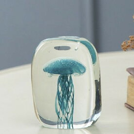 ガラス インテリア オブジェ クラゲ ブルー M GO-004 ガラス 置物 装飾品 飾り ペーパーウェイト ジェリーフィッシュ
