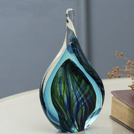 ガラス インテリア オブジェ ミックス ブルー L GO-016 ガラス 置物 装飾品 飾り ペーパーウェイト しずく 模様