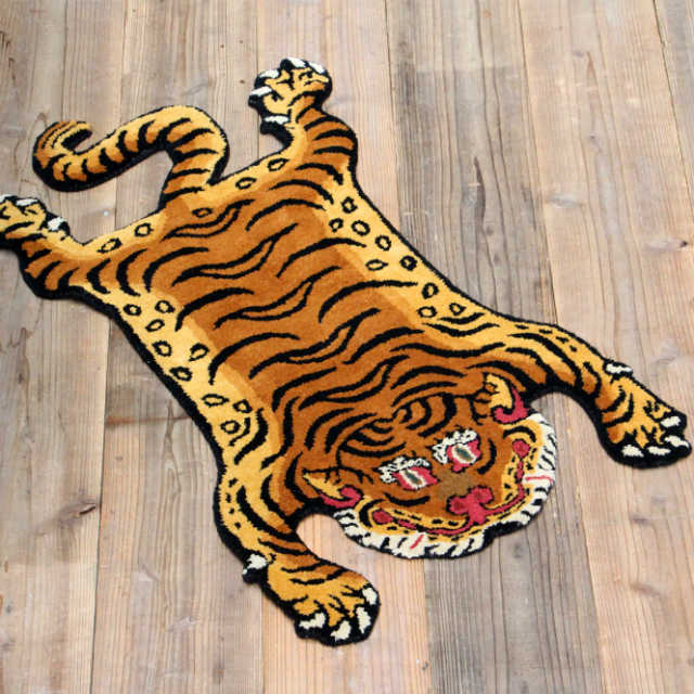 チベタン タイガーラグ DTTR-02 Sサイズ Tibetan Tiger Rug Small 60×100cm ラグ 寅 虎 絨毯 カーペット  チベタン マット 玄関マット | インテリアショップNorthern Line
