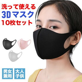 マスク 洗える 立体 予防 10点セット 花粉 ウイルス 快適 男女兼用 大人用 子供用 キッズ用 メール便