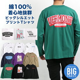 Tシャツ メンズ 長袖 ロンT 長袖Tシャツ トップス 春 夏 ビッグシルエット オーバーサイズ プリント おしゃれ 送料無料