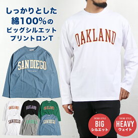 Tシャツ メンズ 長袖 ビッグシルエット ヘビーウェイト オーバーサイズ ロンT ビッグT 長袖Tシャツ カットソー 春 プリント クルーネック