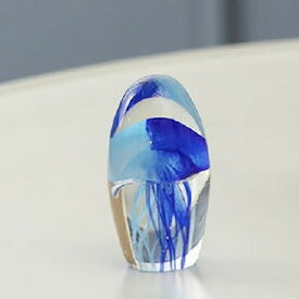 ガラス インテリア オブジェ クラゲ ブルー S GO-017 ガラス 置物 装飾品 飾り ペーパーウェイト ジェリーフィッシュ