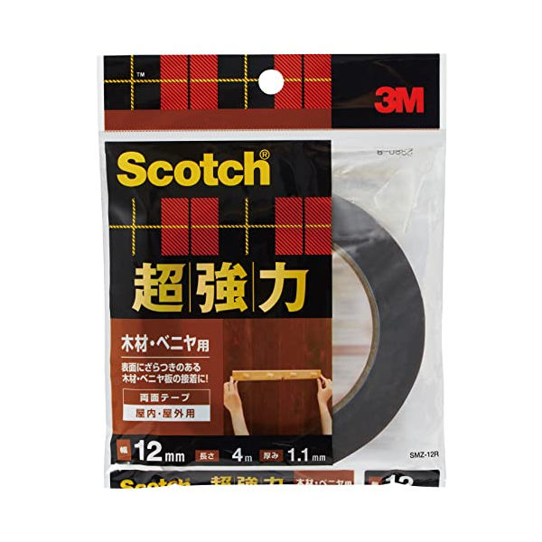 3M 両面テープ 超強力 木材 べニア 用 幅12mm 長さ4m スコッチ SMZ-12R セミロング スリーエム D2305