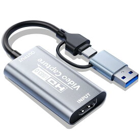 HDMI キャプチャーボード Topamz ゲームキャプチャー 1080P60Hz 電源不要 小型軽量 USB 3.0 ビデオキャプチャカード ゲーム実況生配信/画面共有/ライブ会議/HDMIビデオ録画用HDMI変換アダプタ Windows/Li
