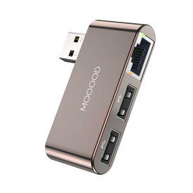 MOGOOD USB-イーサネットハブ、2ポートUSB 2.0ハブ、RJ 45 100/10 MbpsイーサネットLANハブ対応ノートパソコン、Windows、Mac OS、Surface Pro、Linux、XPS、スマートテレビをサポート