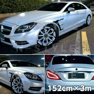 アイス系カーラッピングシート マットクロームメタリック152cm×3mホワイト 艶消しメッキカーラッピングフィルム耐熱耐水曲面対応裏溝付 カッティングシート