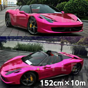 カーラッピングシート152cm×10m 高品質鏡面メッキローズピンク ラッピングフィルム 耐熱耐水曲面対応裏溝付 カッティングシート カーラッピングフィルムシート