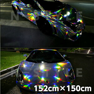 カーラッピングシート マジョーラメッキ 152cm×150cm ブラック ホログラム調メッキ カーラッピングフィルム耐熱耐水曲面対応裏溝付 カッティングシート