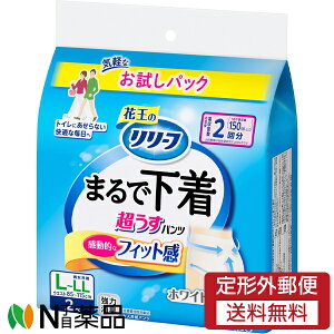 【定形外郵便】花王 リリーフ 超うす型まるで下着 ホワイト L-LLサイズ (2枚入) 1個 <大人用 紙おむつ 男女共用 お試しパック>