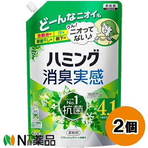 花王 ハミング 消臭実感 リフレッシュグリーンの香り つめかえ用 (1500ml) 2個セット <柔軟剤 抗菌 生乾き臭 部屋干し臭 汗臭>【送料無料】
