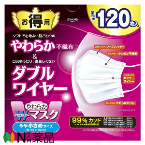 東京企画販売 やわらかWワイヤーマスク やや小さめサイズ (120枚入) 1個 <ウイルス 飛まつ 花粉 ハウスダスト対策に>【送料無料】