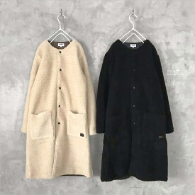 ARMEN [アーメン] フリースフロントスナップノーカラーコート レディース NAM1972Y camellia(lt.beige)×whipsable