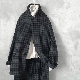 HTS (HARROW TOWN STORES) [エイチティーエス] ウールチェックジャケット レディース NHT1852WC grey×black check