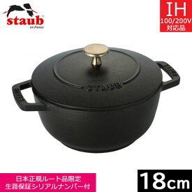 【日本正規品】 ストウブ（staub） Wa-NABE（ワナベ） M（18cm） ブラック　40501-005 【送料無料】