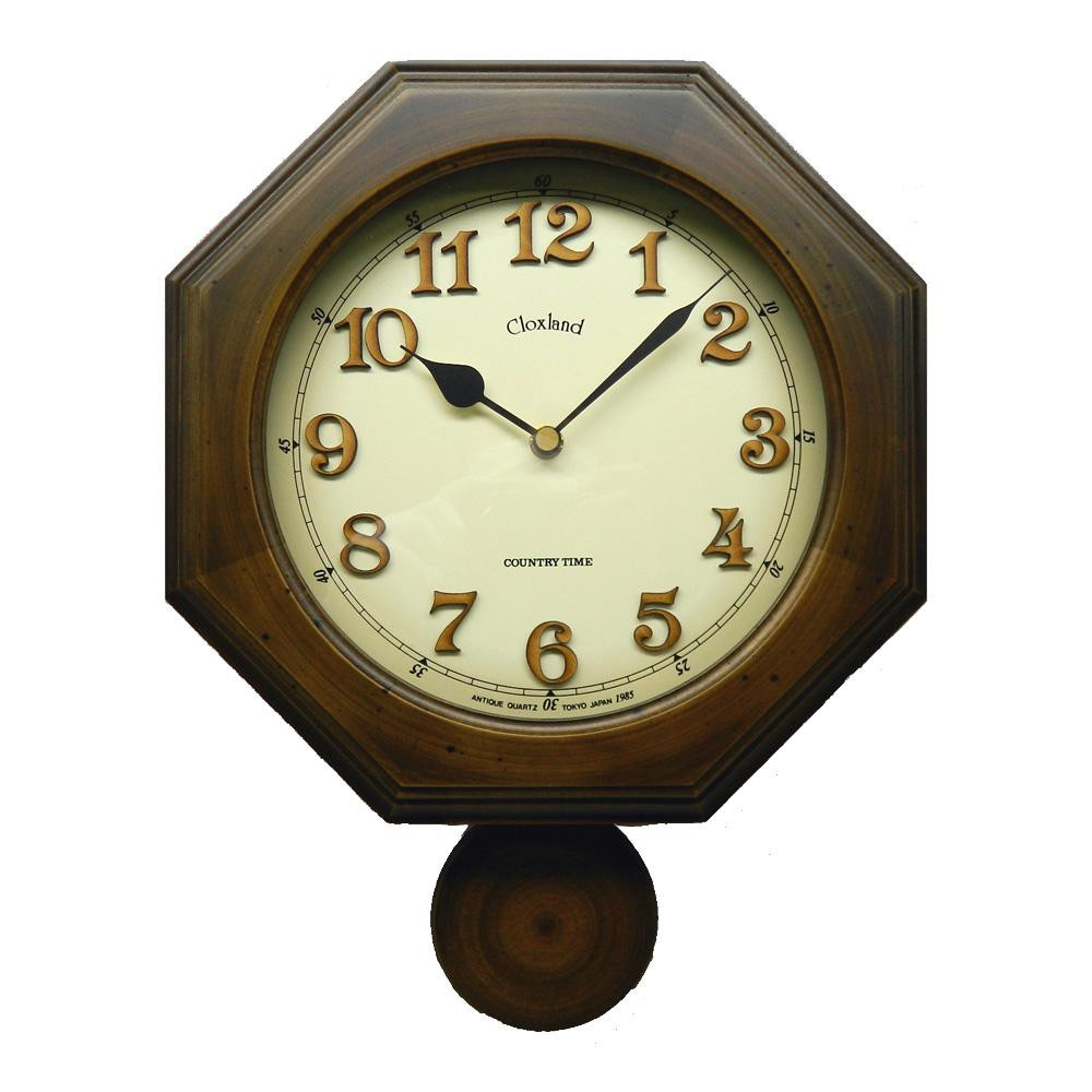 昔ながらのなつかしい振り子時計 さんてる 日本製 レトロ 八角 期間限定の激安セール DQL635 植え文字 爆安プライス 電波外振り子 アンティークブラウン