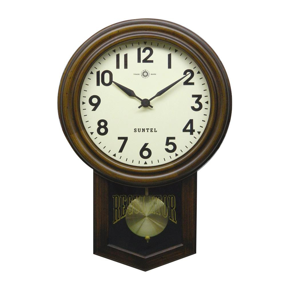 昔ながらのなつかしい振り子時計 豊富な品 さんてる 日本製 スタンダード 電波振り子時計 SR06-A アンティークブラウン 新品未使用正規品 丸型 アラビア文字