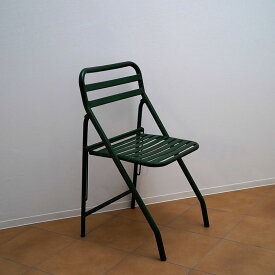 【中古】French Army Folding Chair / Green Metal / France / 1960s / フォールディングチェア 椅子 アイアンチェア 折り畳み椅子 アウトドア ヴィンテージ フランス軍 フレンチアーミー