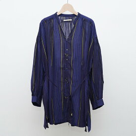 【ne Quittez pas ヌキテパ】C.VOILE STRIPE GATHER BLOUSE NAVY レディース 女性 ブラウス