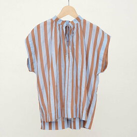 【2024 S/S】【ne Quittez pas ヌキテパ】COTTON VOILE STRIPE FRENCH SLEEVE BLOUSE LBLUEレディース 女性 ブラウス