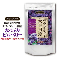 健康たっぷり本舗 たっぷりビルベリー 大容量 約6ヶ月分/360粒 北欧産の厳選ビルベリーを100倍濃縮配合 …