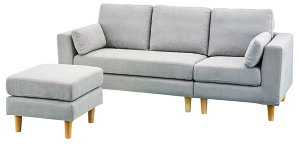 ソファ ベージュ メーカー直送 ソファ 椅子 家具 3人掛け カウチソファ 北欧 カバーリング ポケットコイル オットマン付き クッション付き 脚取り外し ロータイプ使用可 インテリア ソファ