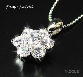 クロスフォーニューヨーク ネックレス Crystal flower B クリスタルフラワー ペンダント チェーンの長さ：約40cm トップサイズ：約1.1cm×1.1cm シルバー925（ロジウムコーティング） 39ショップ買いまわり 39ショップ買い回り クーポン配布中