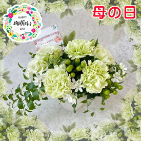 2024年 母の日ギフト 生花アレンジメント カーネーション トルコキキョウ ナコレオリジナル mother'sday 生花 贈り物 贈答品 おしゃれ 緑 グリーン ホワイト 可愛い かわいい 人気 贈り物 贈答品 お花 薔薇 ばら おすすめ お母さん オリジナル 花屋なこれ フラワーギフト