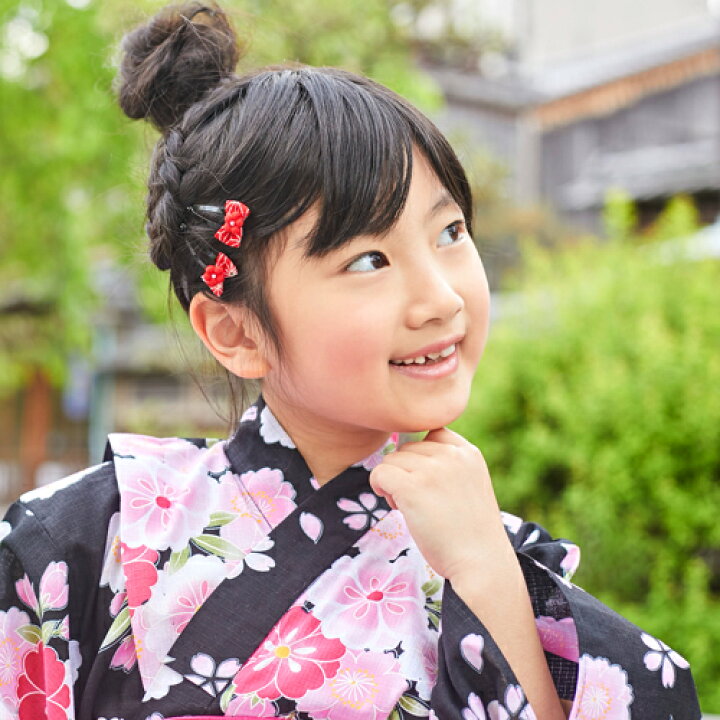 楽天市場 浴衣 キッズ髪飾り クリップ リボンヘアピン2個セット 2色 浴衣 夏祭り 花火大会 子供 女の子 赤 ピンク ちりめん 梅細工 浴衣用ヘアーアクセサリー 洋服 小物 なでしこ