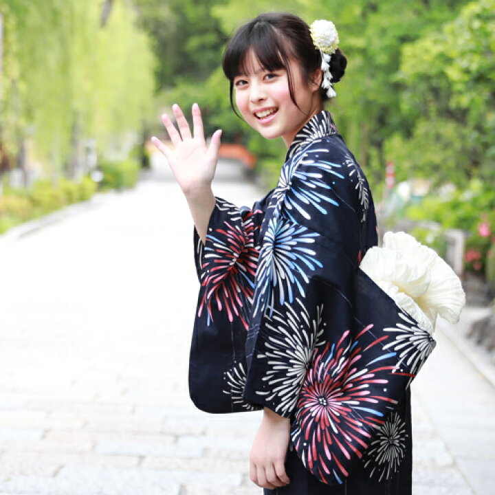市場 北欧デザイナーによる可愛い子供浴衣 ジュニア浴衣 新品 女の子