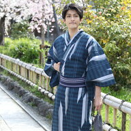 【6/4 20:00〜6/11 1:59まで最大2,000円OFFクーポン】浴衣 メンズ セット 男物高級綿浴衣3点セット「紺地…