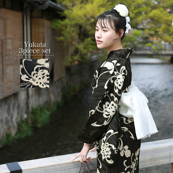 京都きもの町[本店] ＞ 大きいサイズの浴衣 から探す ｜着物通販｜留袖 訪問着 振袖 レトロ浴衣 七五三 花柄 浴衣 黒地　大きいサイズ　4Ｌ〜5Ｌ