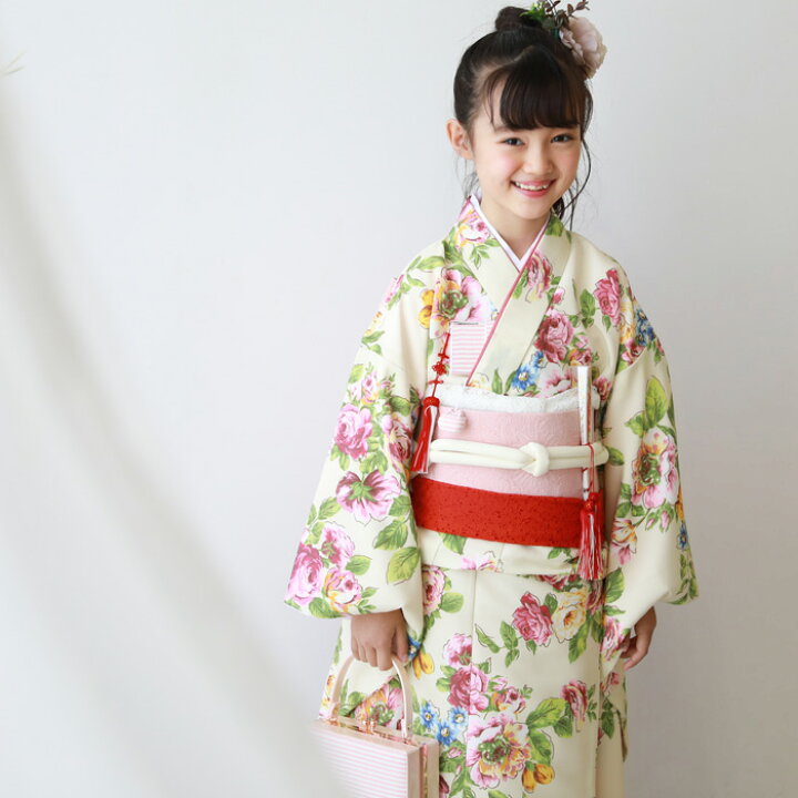 楽天市場】七五三 着物 7歳 フルセット 購入 販売「クリーム地にバラ 