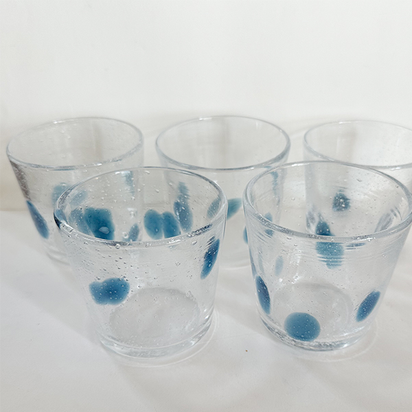藤井哲信作 阿波藍のガラス 泡のグラス ５個セット － 専修館ガラス工房のサムネイル