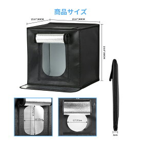 【12月全品P10倍※エントリー必須＆最大2000円クーポン】 ESLUVE 撮影ボックス 撮影ブース 折りたたみ 商品撮影 ボックス 小物 アクセサリー 撮影 フィギュア撮影 LEDライト 明るさ調整 簡易スタジオ 背景シート付き ポータブル 撮影キット 60cm 6色背景 省エネ 2年保証